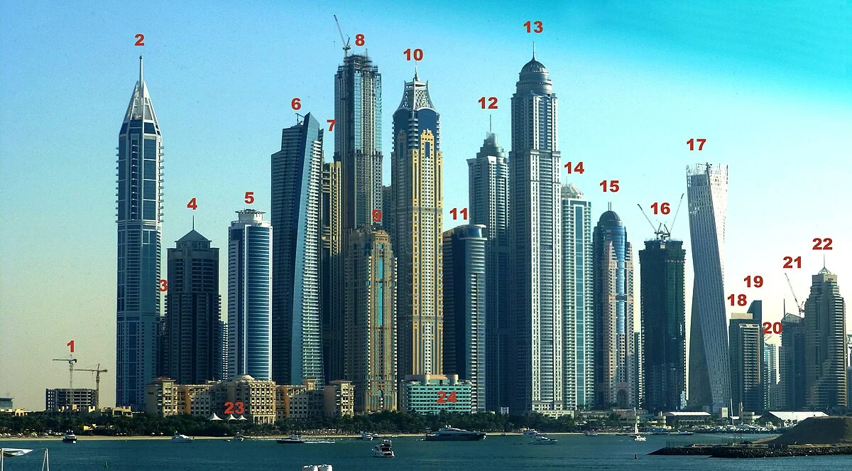 Blick aus der Monorail auf die Dubai Marina