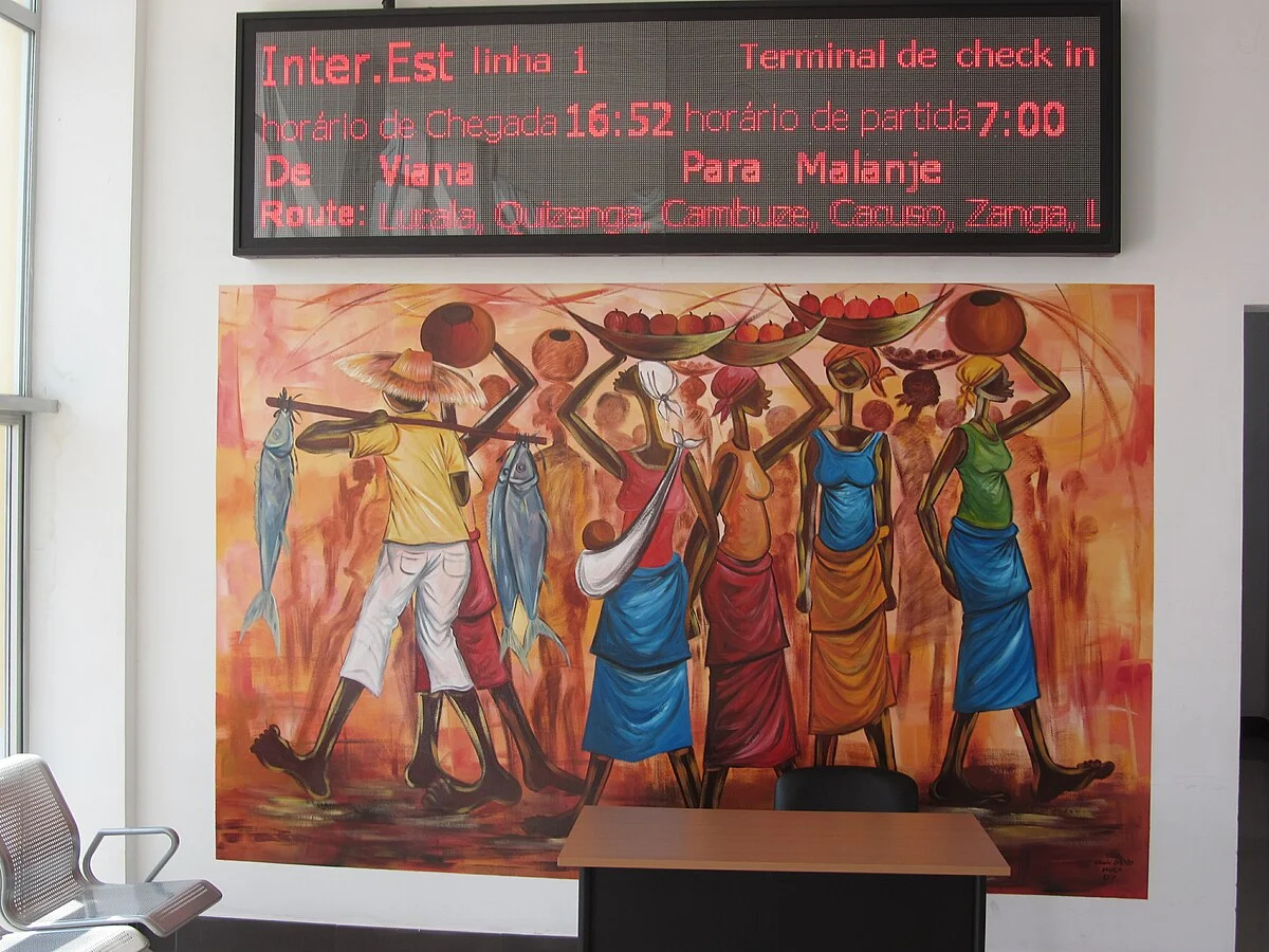 Ankunftstafel im Bahnhof Malanje vom Mittwoch, 31.