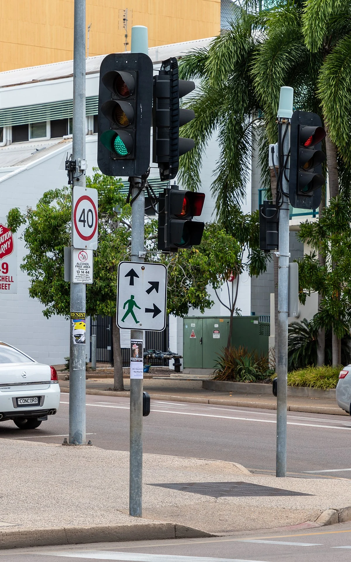 Ampel an der Kreuzung Knuckey Street/Mitchell Street, Darwin, Northern Territory, Australien