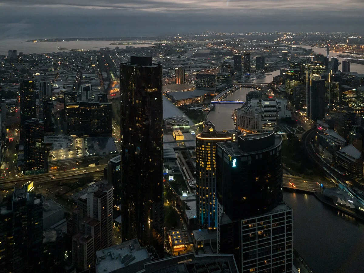 Blick vom Eureka-Tower, Melbourne, Victoria, Australien Hinweis: Die Aufnahme entstand vom Beobachtungsdeck „Skydeck 88” des Eureka-Towers…