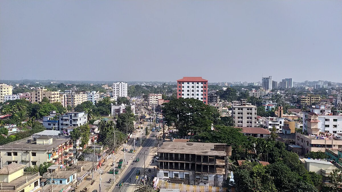 Blick über Sylhet vom Madina Market