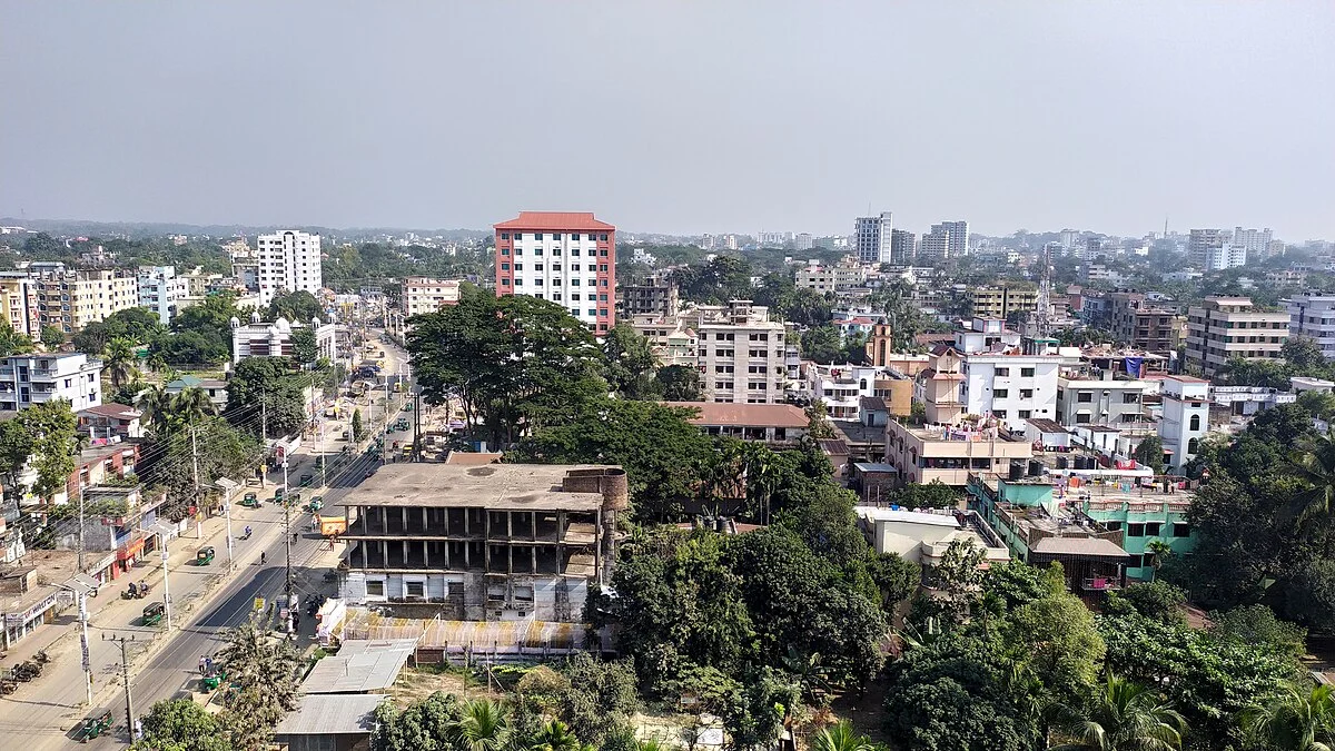 Blick über Sylhet vom Madina Market