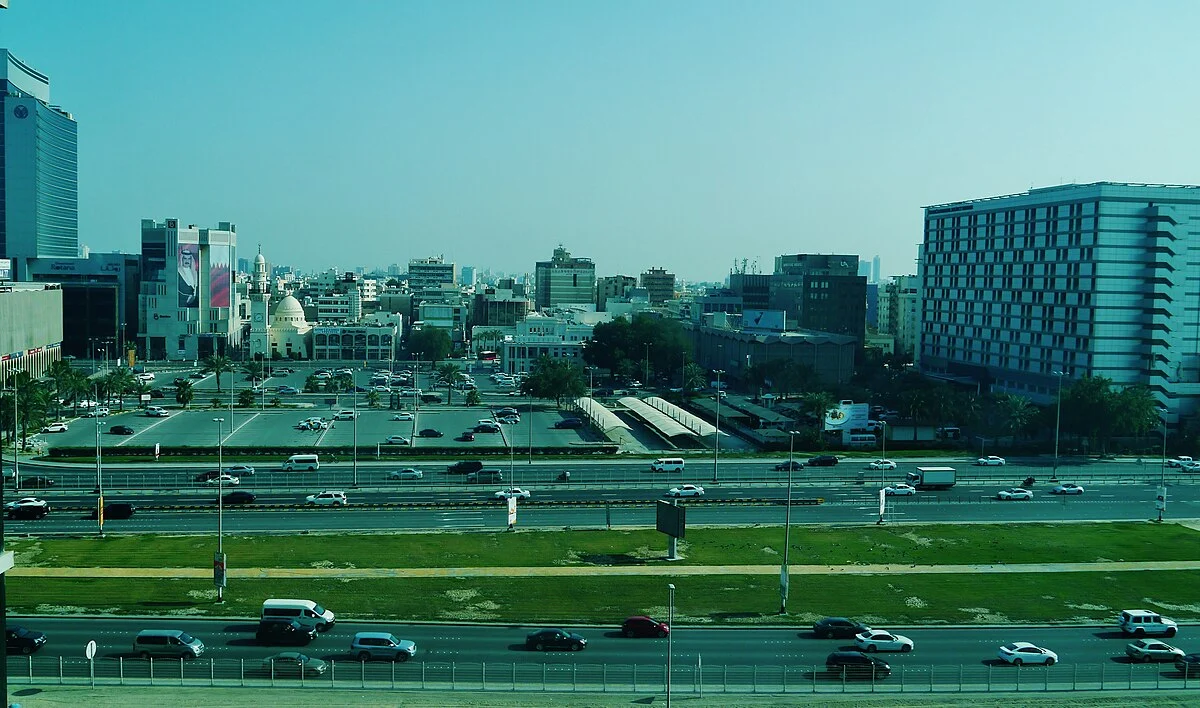 Blick aus dem Bahrain-Finanzhafen Richtung Innenstadt, Manama, Bahrain