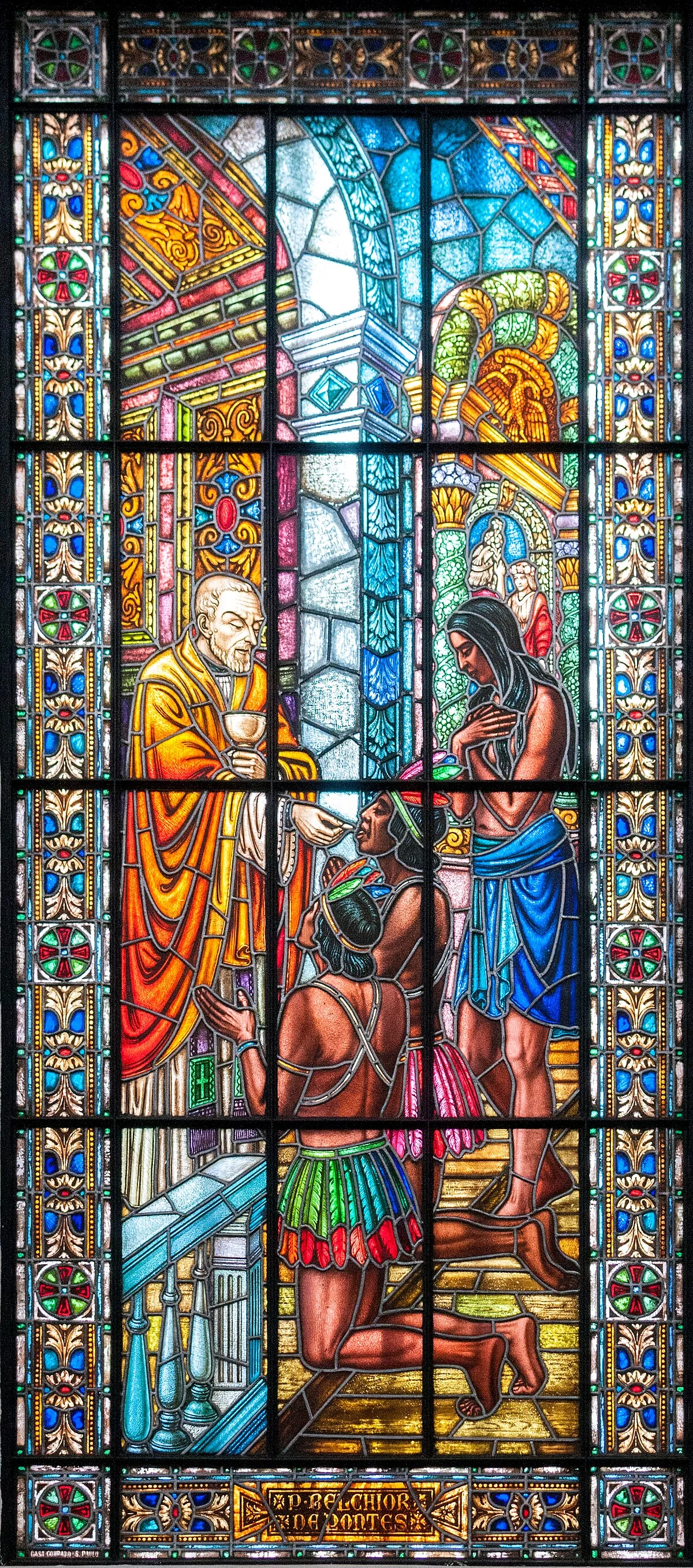 Belchior de Pontes - Glas in der Kirche von Paróquia São Luiz Gonzaga, Avenida Paulista, São Paulo, Brasilien