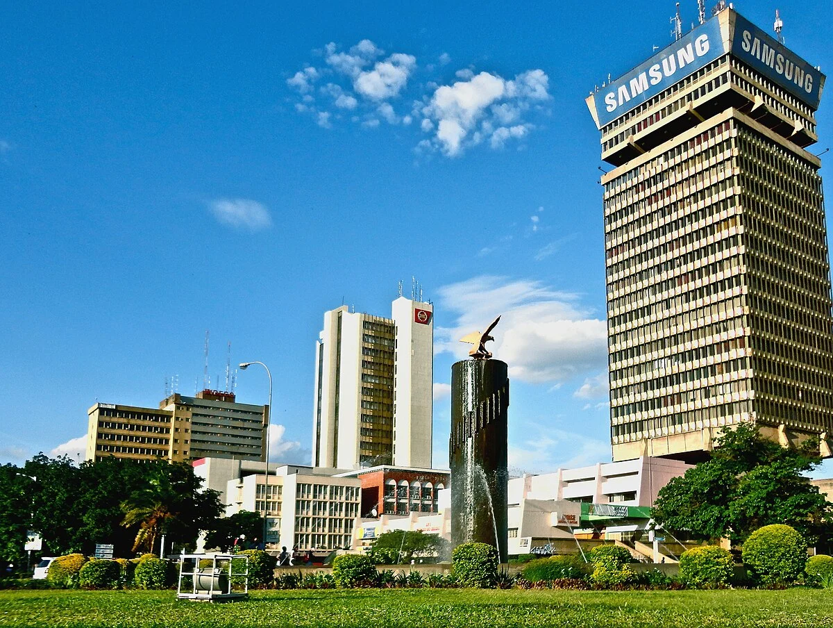 Innenstadt von Lusaka mit dem Findeco-Gebäude