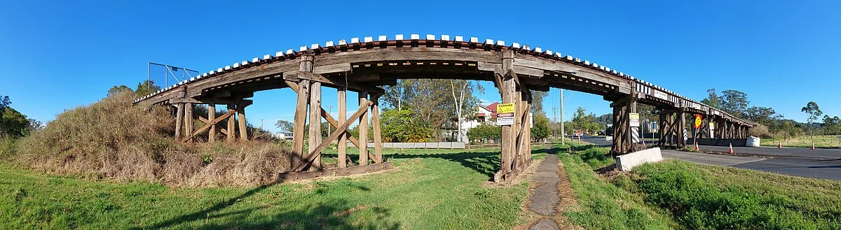 Holzviadukt der Eisenbahn von 1894 in Lismore, New South Wales
