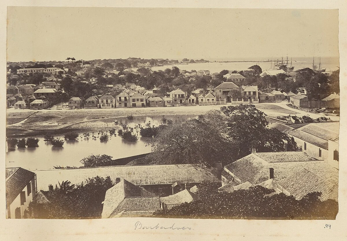 Blick über Barbados mit dem Hafen in der Ferne