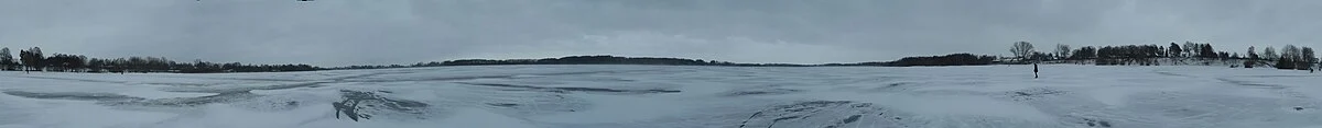 Panorama 360° vom zugefrorenen Einfelder See, Neumünster, Schleswig Holstein