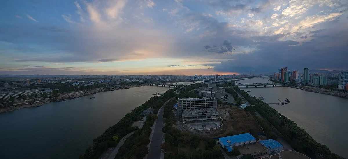 Nordkorea 2015 - Pjöngjang - Blick aus dem Yanggakdo Hotel