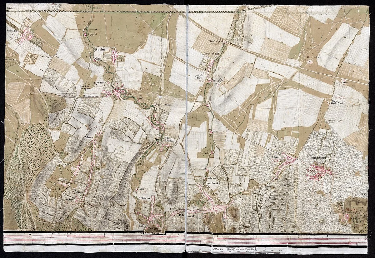 Jean Baptist Brequin de Demange (auch Demenge): Carte des environs de Schönbrun et ceux de Laxemburg, levee en Novembre et Decembre MDCCLIV…