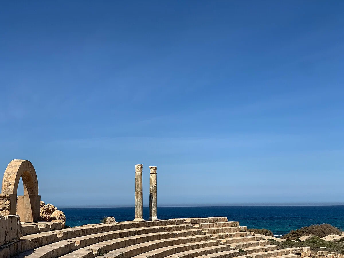 Das römische Theater von Leptis Magna am Mittelmeer