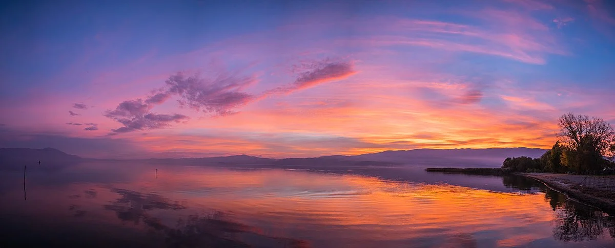Sonnenuntergang am Ohridsee bei Struga