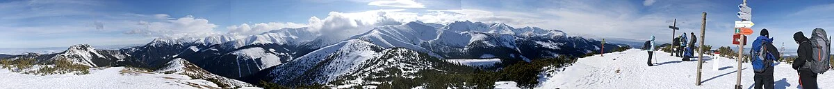 Winterpanorama vom Grześ in der Westtatra