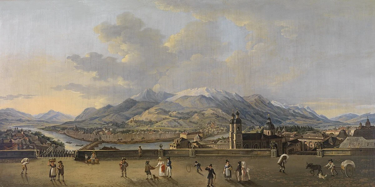 Panorama von Innsbruck, vom Stadtturm aus gesehen - Blick auf Hötting, St.